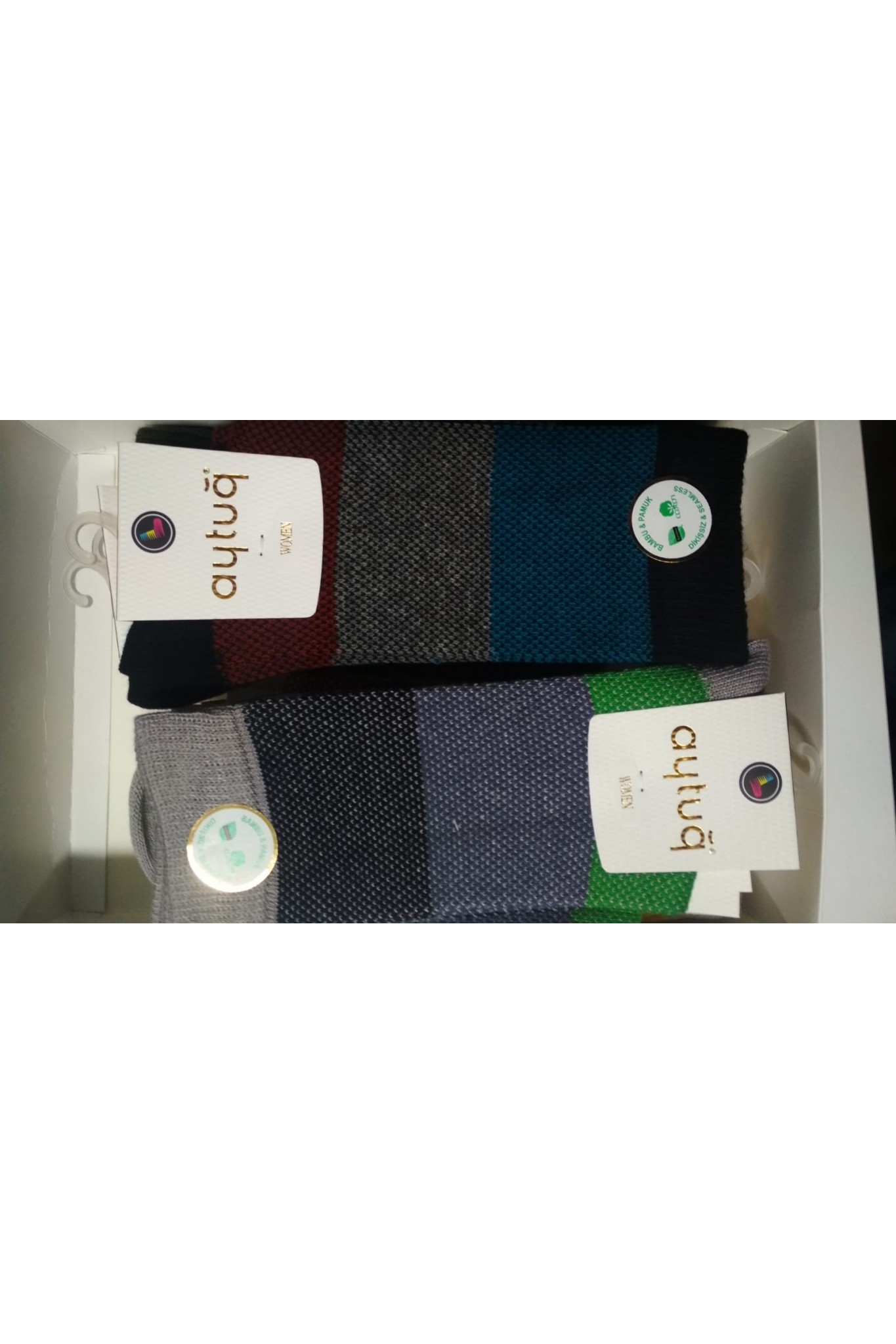 Aytuğ 44429 Bambu Bükümlü Pamuklu Des.6 Kadın Çorap 12'li