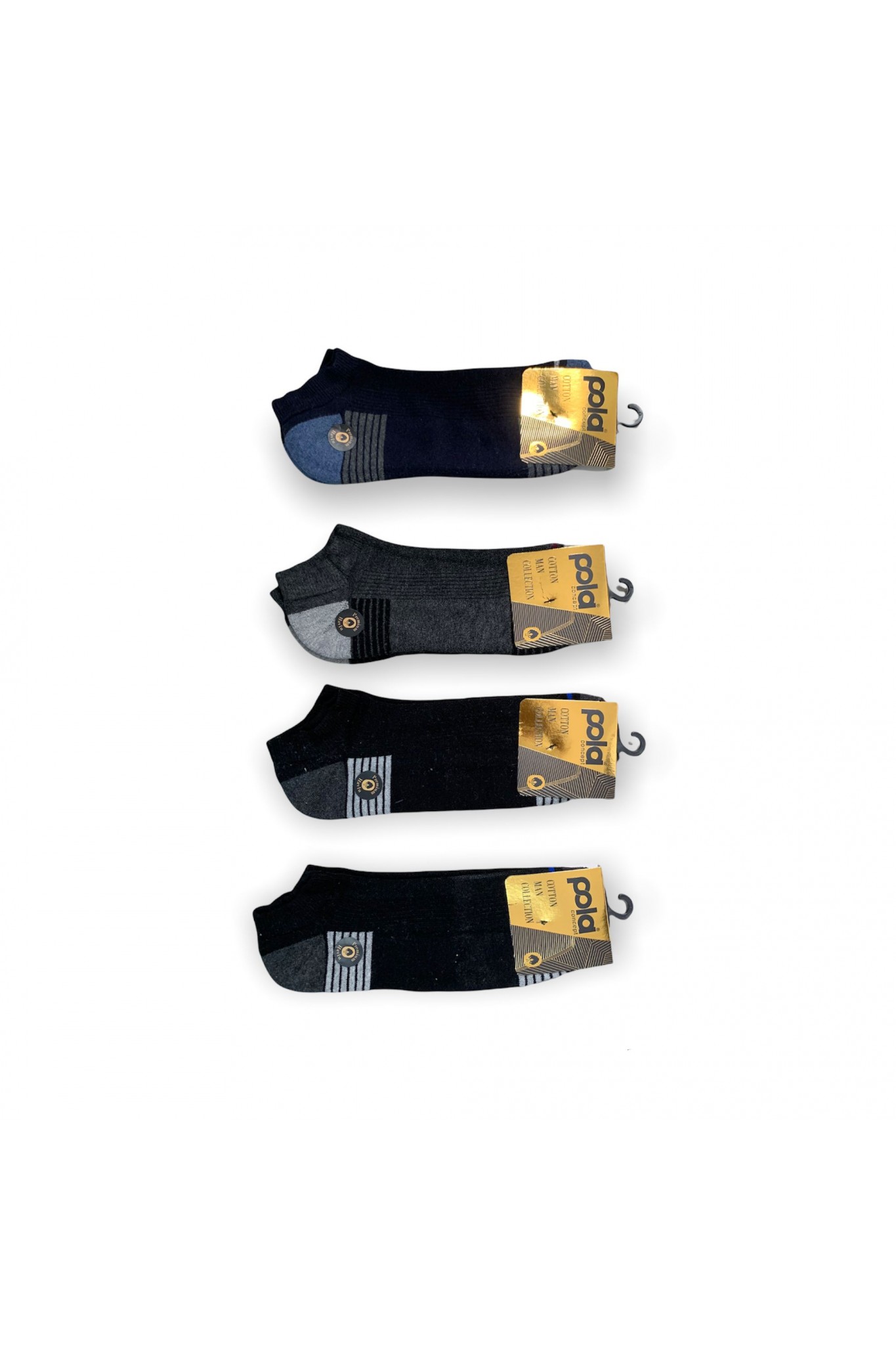 Pola Erkek Havlu Patik Kahve Renk Cızgılı Kutu 12'li