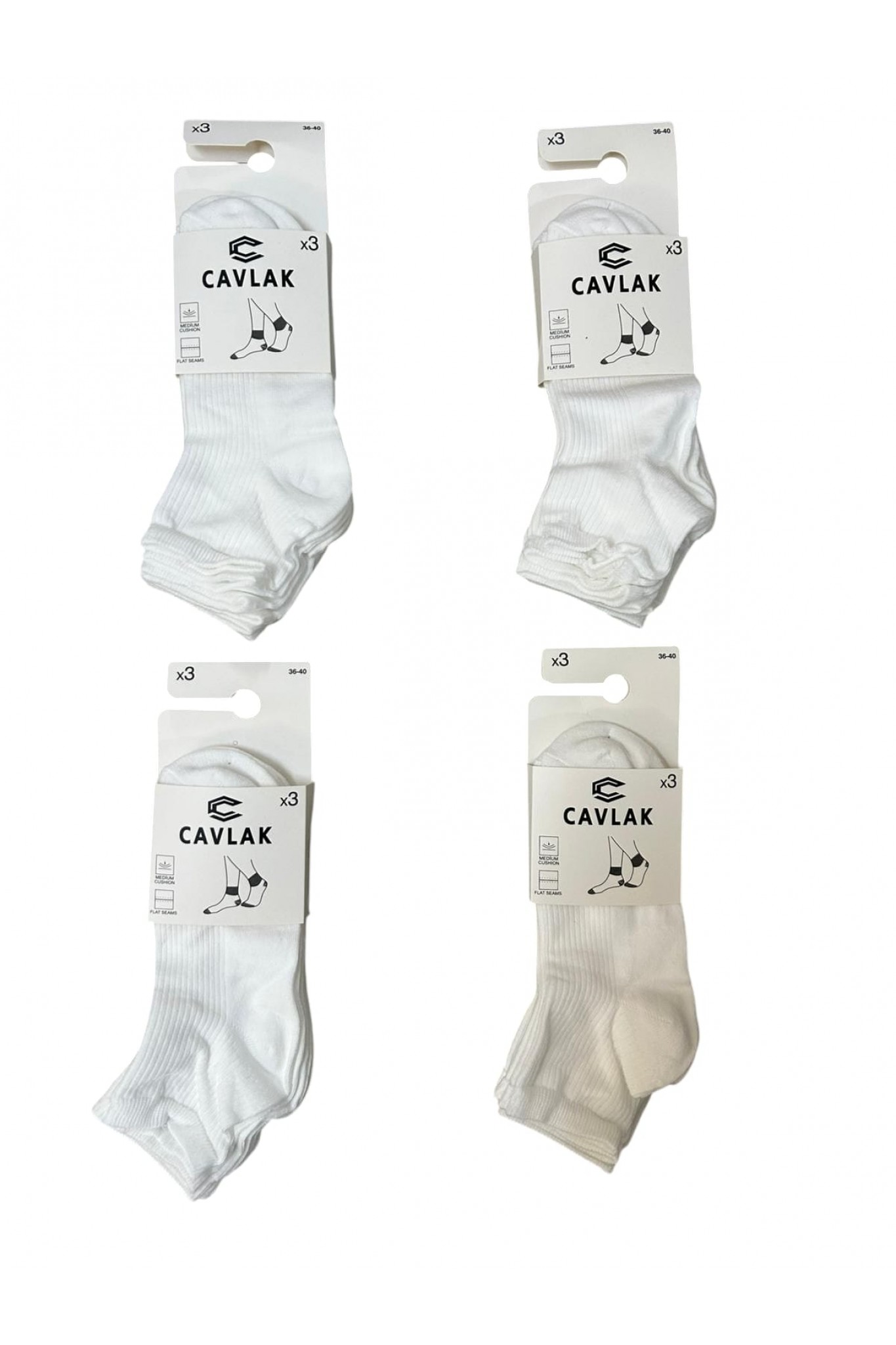 CAVLAK BAYAN ORTA KONÇ 3LÜ PATİK ÇORAP