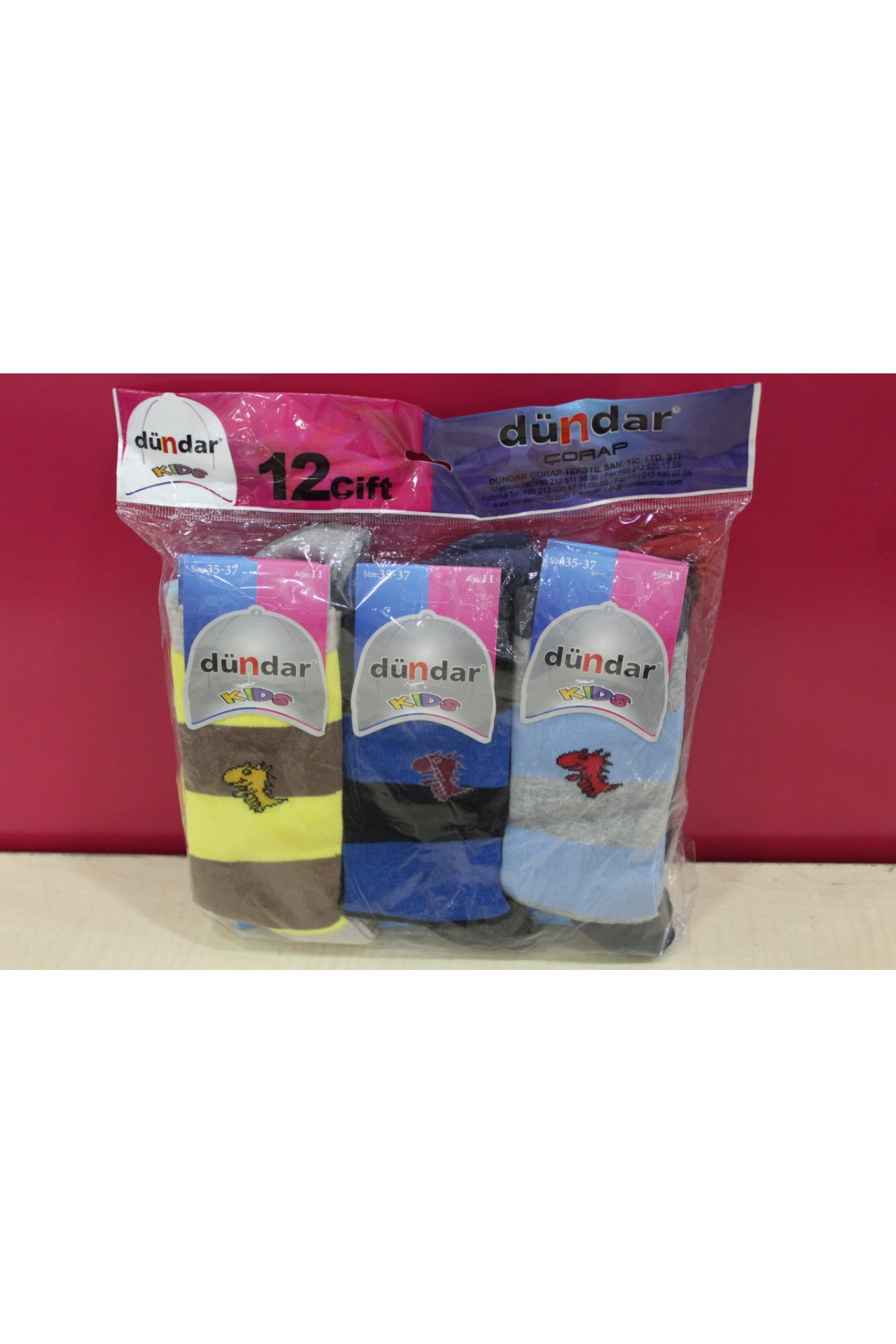 Dündar 164005 Çocuk Desenli Çorap 12'li