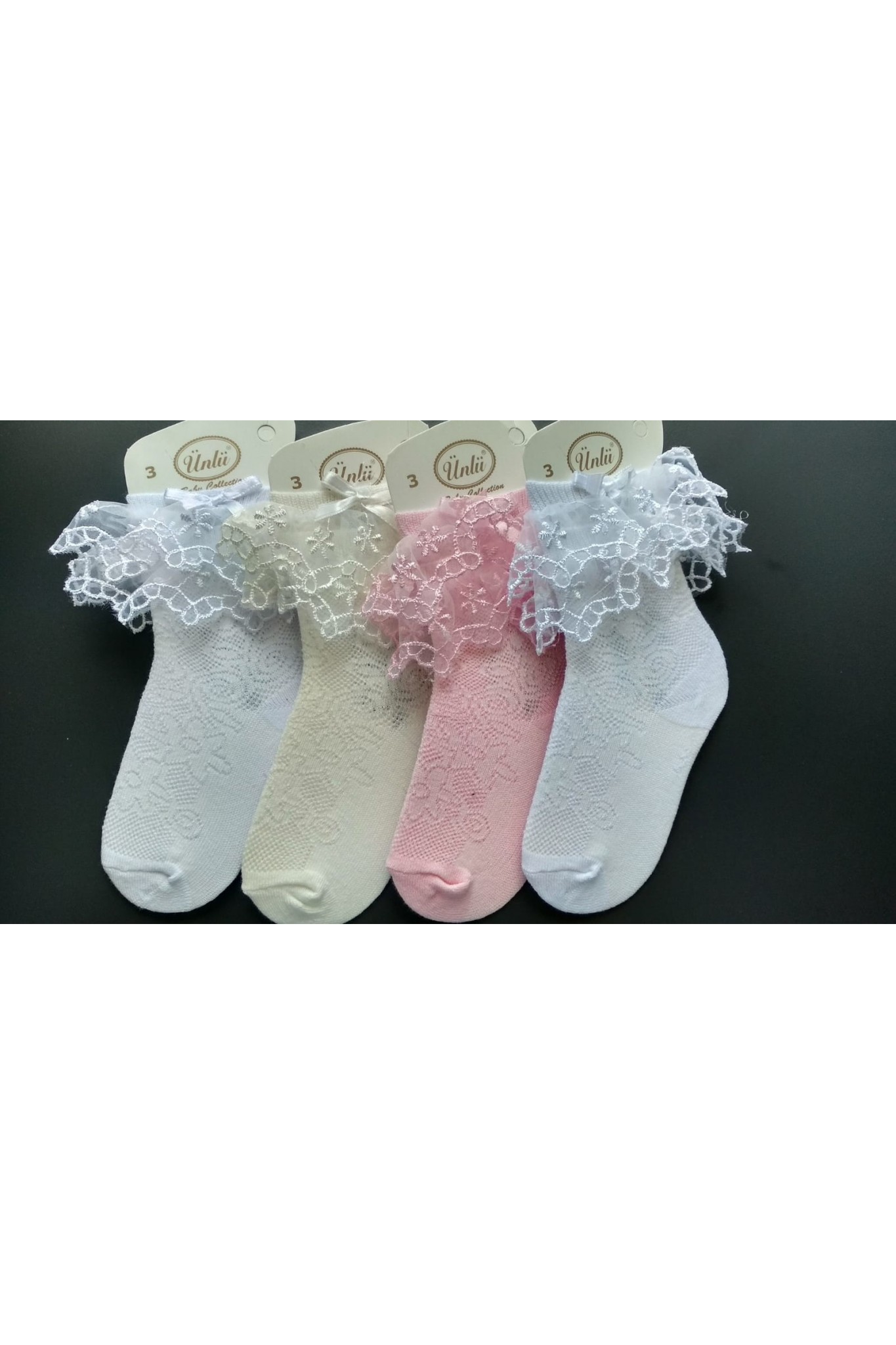 Ünlü 505 Bebe Dantelli Çorap 12'li