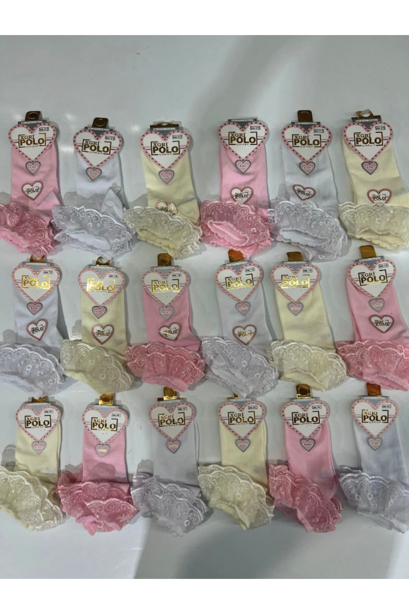 Xgripolo Çocuk Dantelli Küpürlü Çorap 12'li