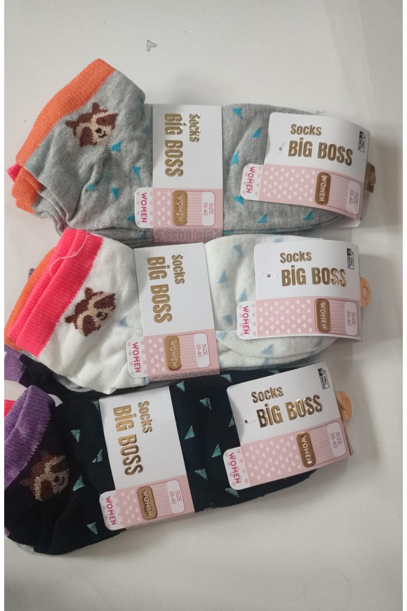 Bıg Boss Kadın 3'lü Kuşaklı Patik Çorap 4'li