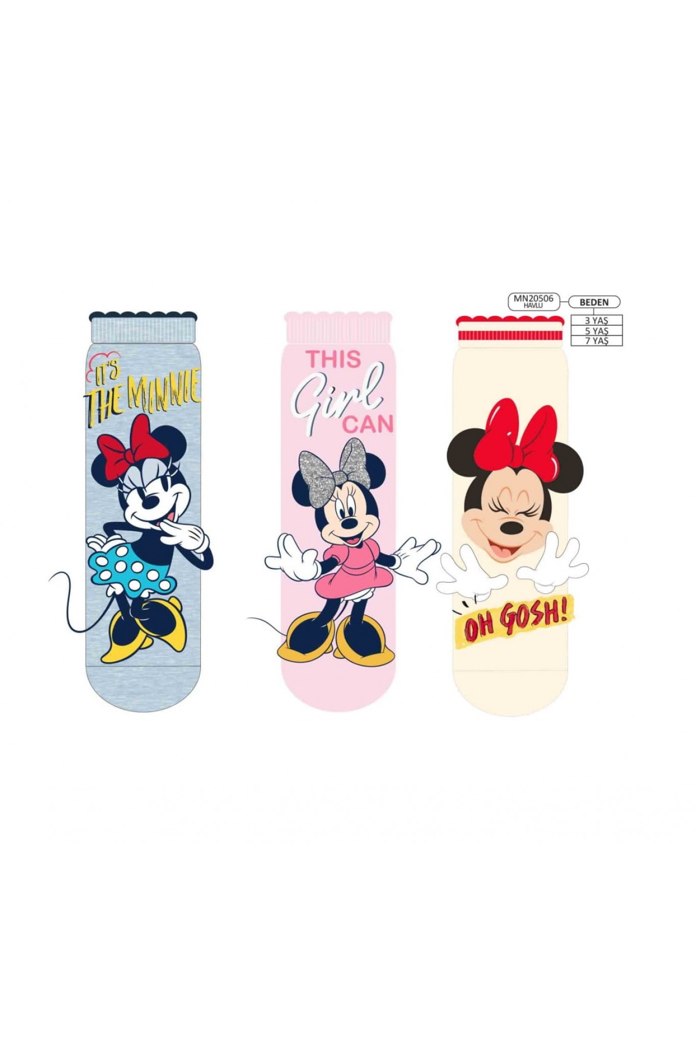 Disney Mınnıe Mouse Havlu Soket Çorap YAS:3 12'li