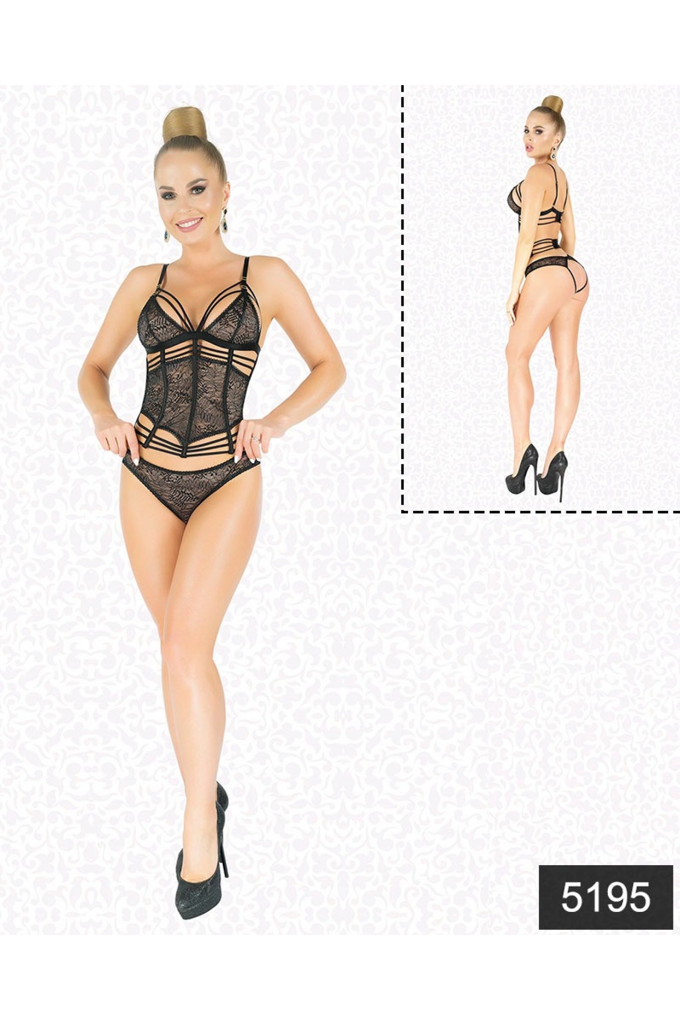 Elawin 5195 Simli Dantelli Bustier Takım