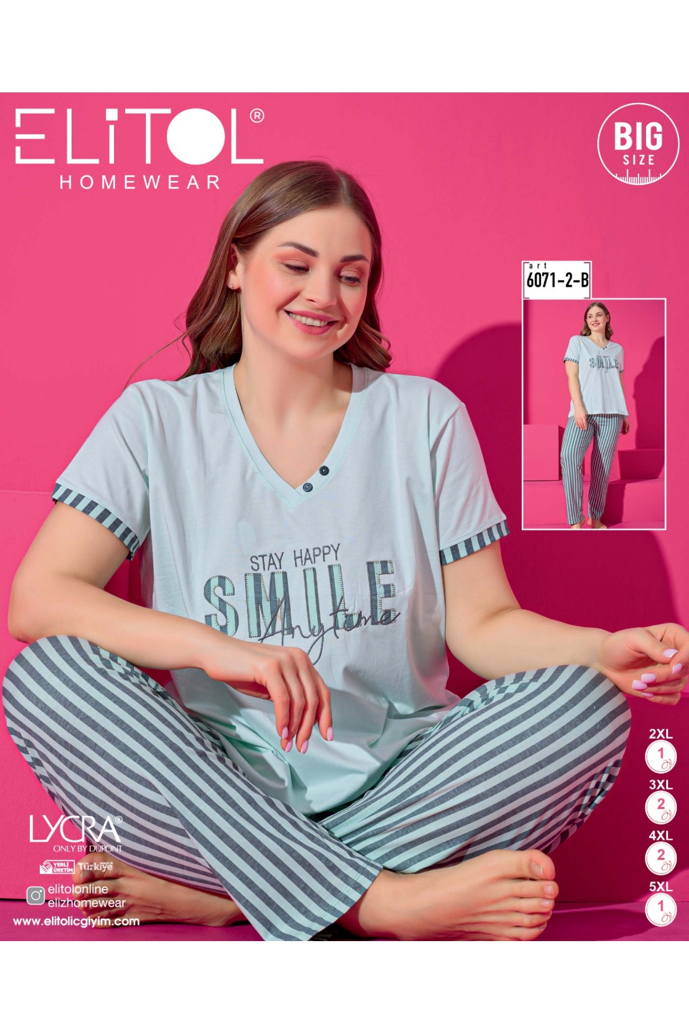 Elitol 6071-2-B Kadın Btl Pijama Takımı-2xl