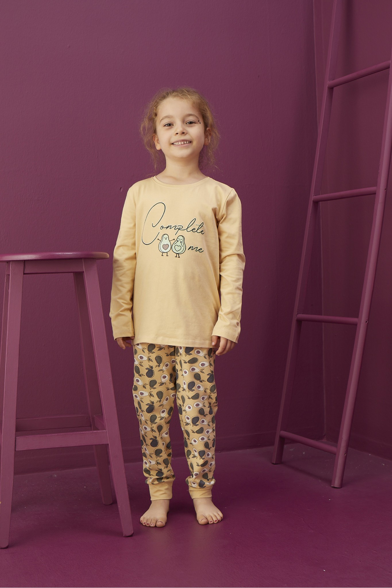 Elitol 8044 Hardal Çocuk Uzun Kollu Pijama Takım YAŞ:4/5