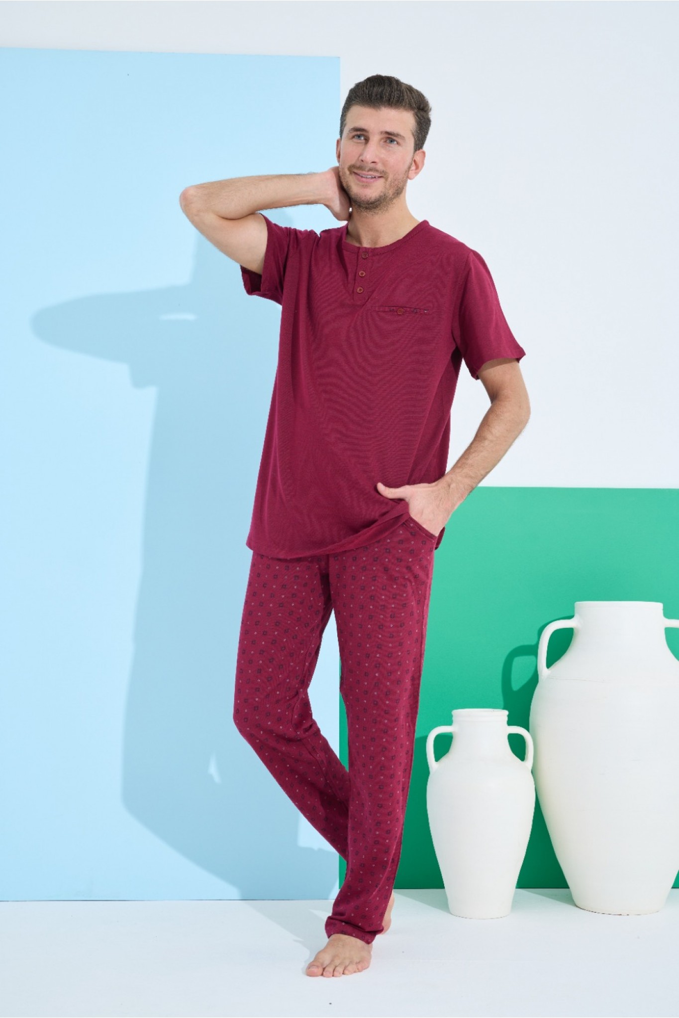 Elitol 9801-2 Erkek Kısa Kol Pijama Takım