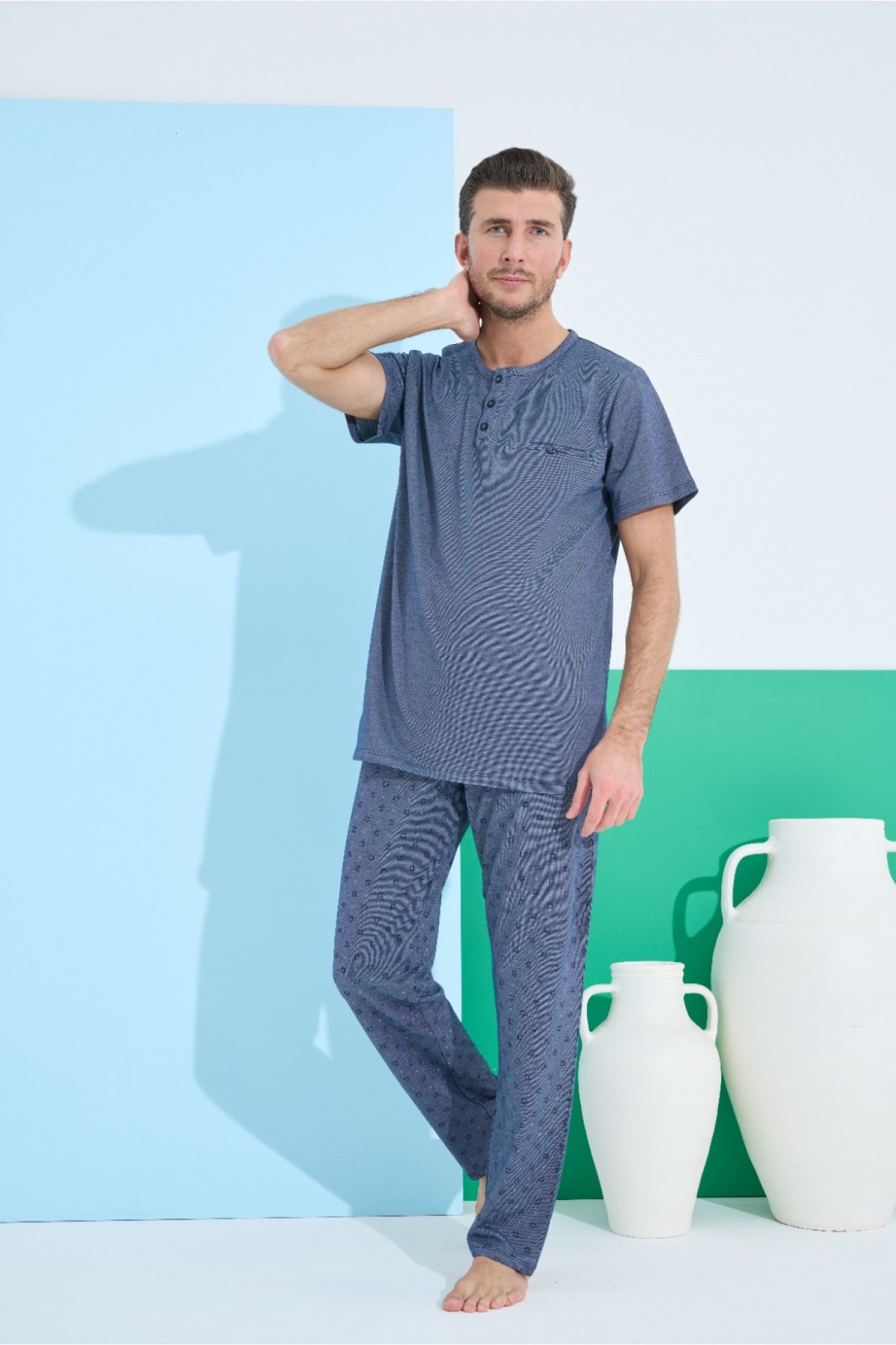 Elitol 9801-3 Erkek Kısa Kol Pijama Takım