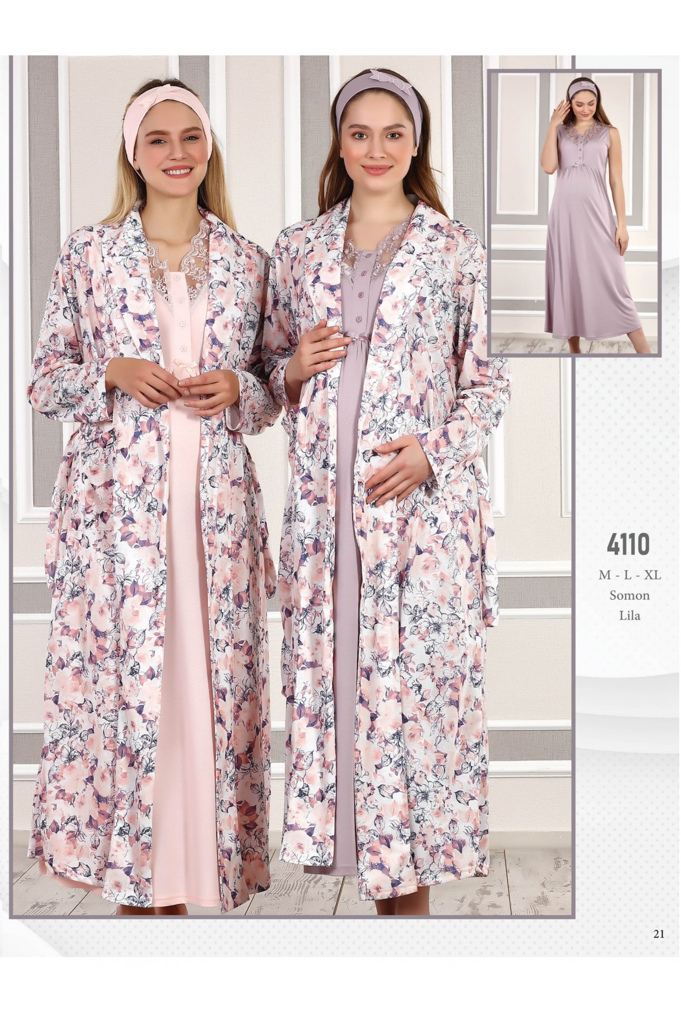 Baha 4110 Kadın Lohusa 2'li Gecelik Takım