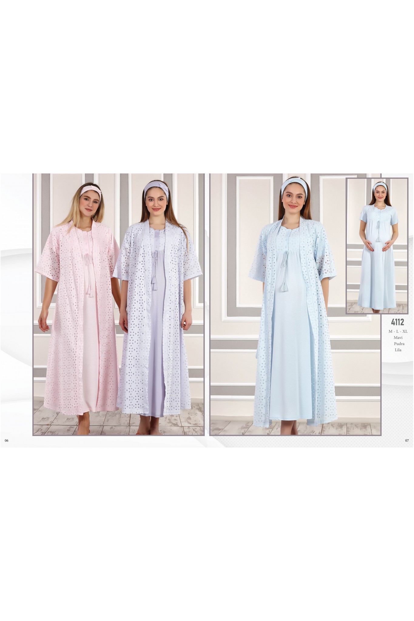 Baha 4112 Kadın Lohusa 2'li Gecelik Takım