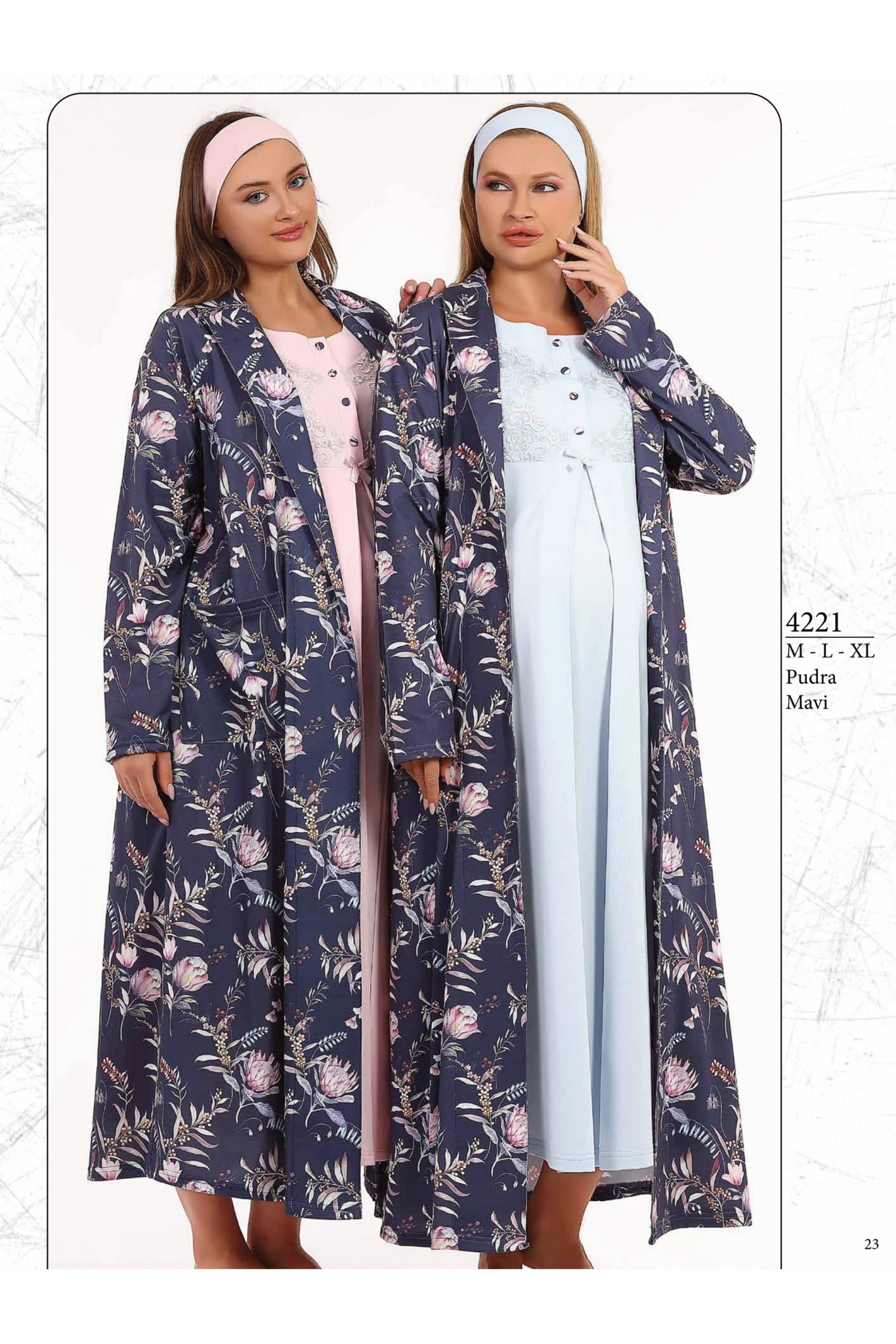 Baha 4221 Kadın Lohusa Gecelik Sabahlık Takım