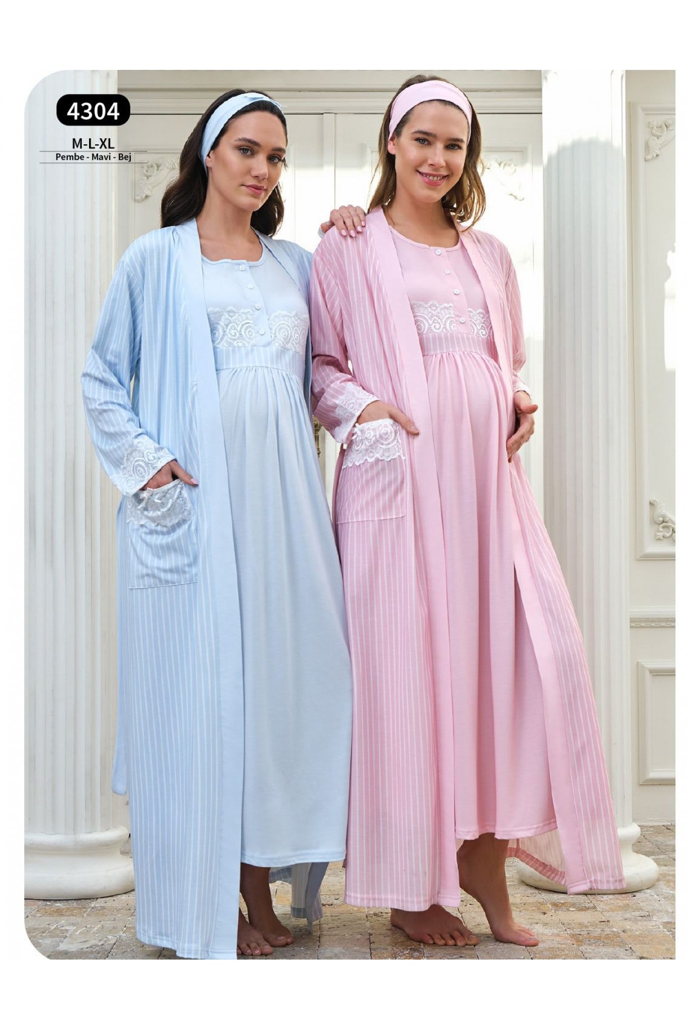 Baha 4304 Kadın Boydan Lohusa Gecelik Takım