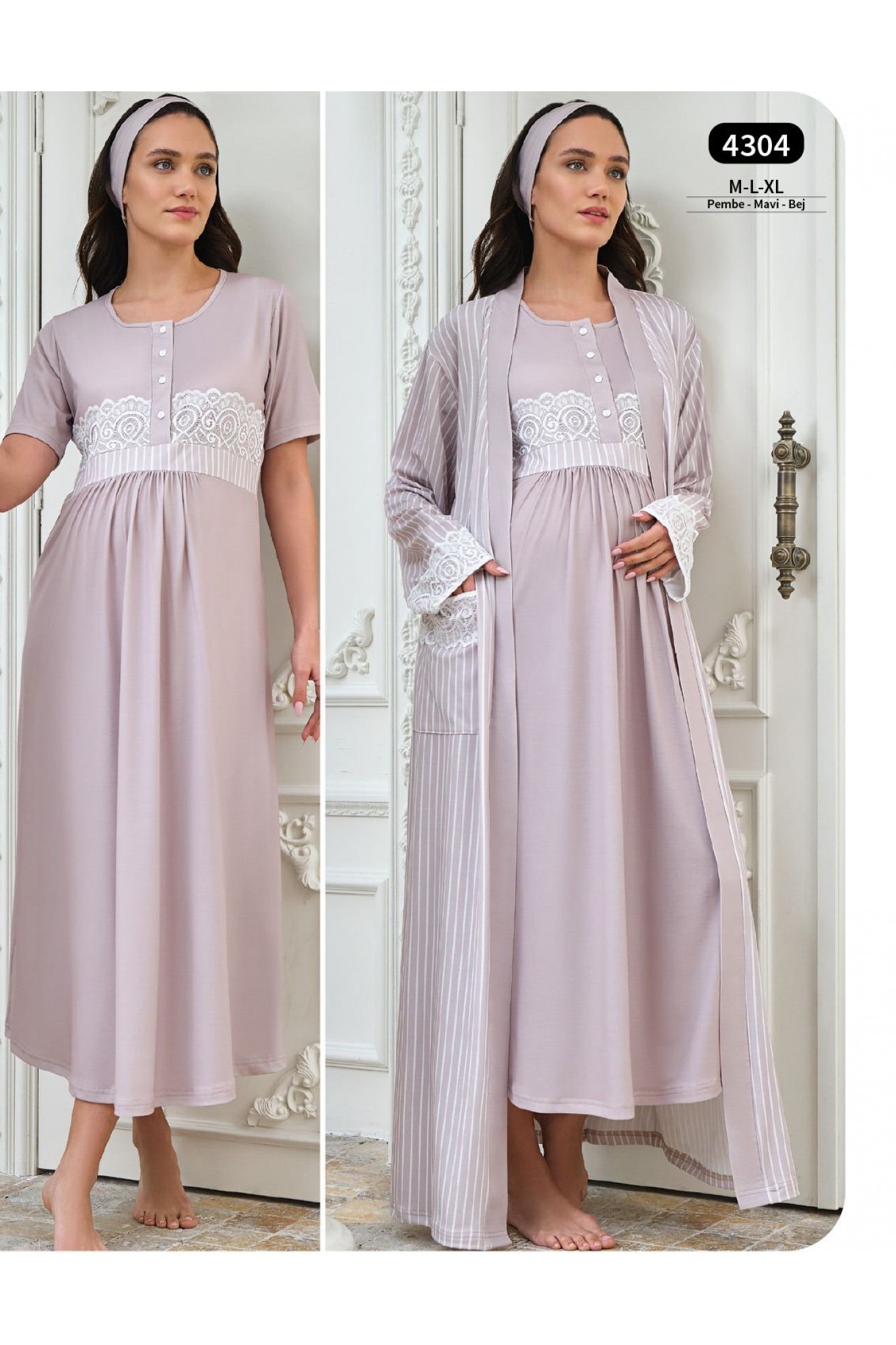 Baha 4304 Kadın Boydan Lohusa Gecelik Takım