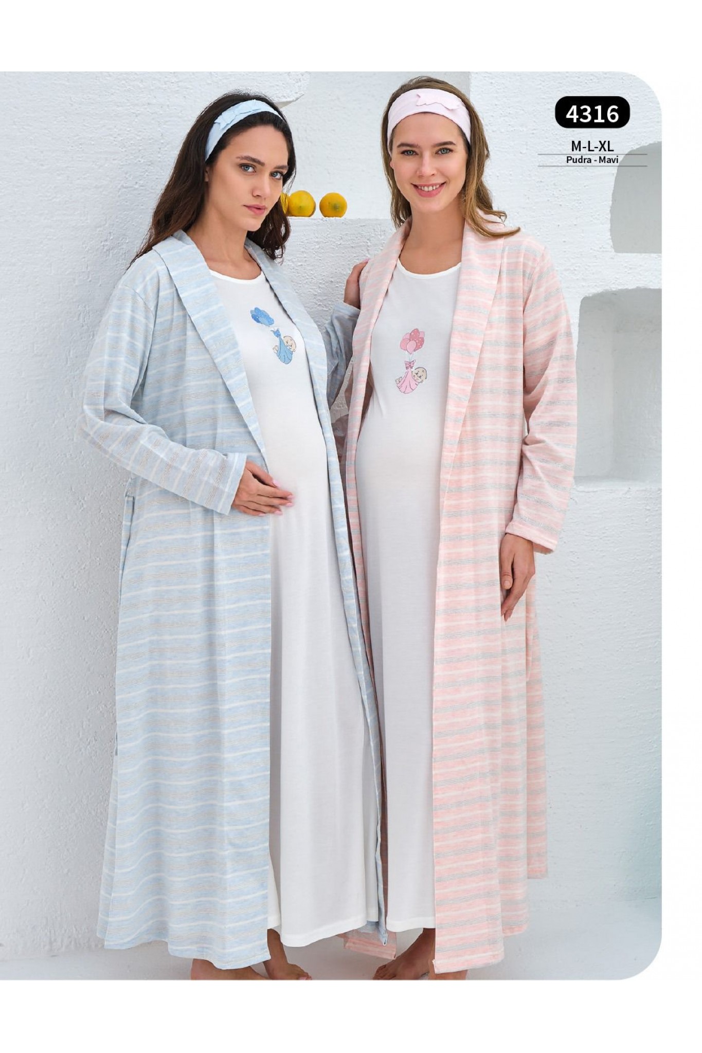 Baha 4316 Kadın Gecelik Sabahlık Pijama Takım