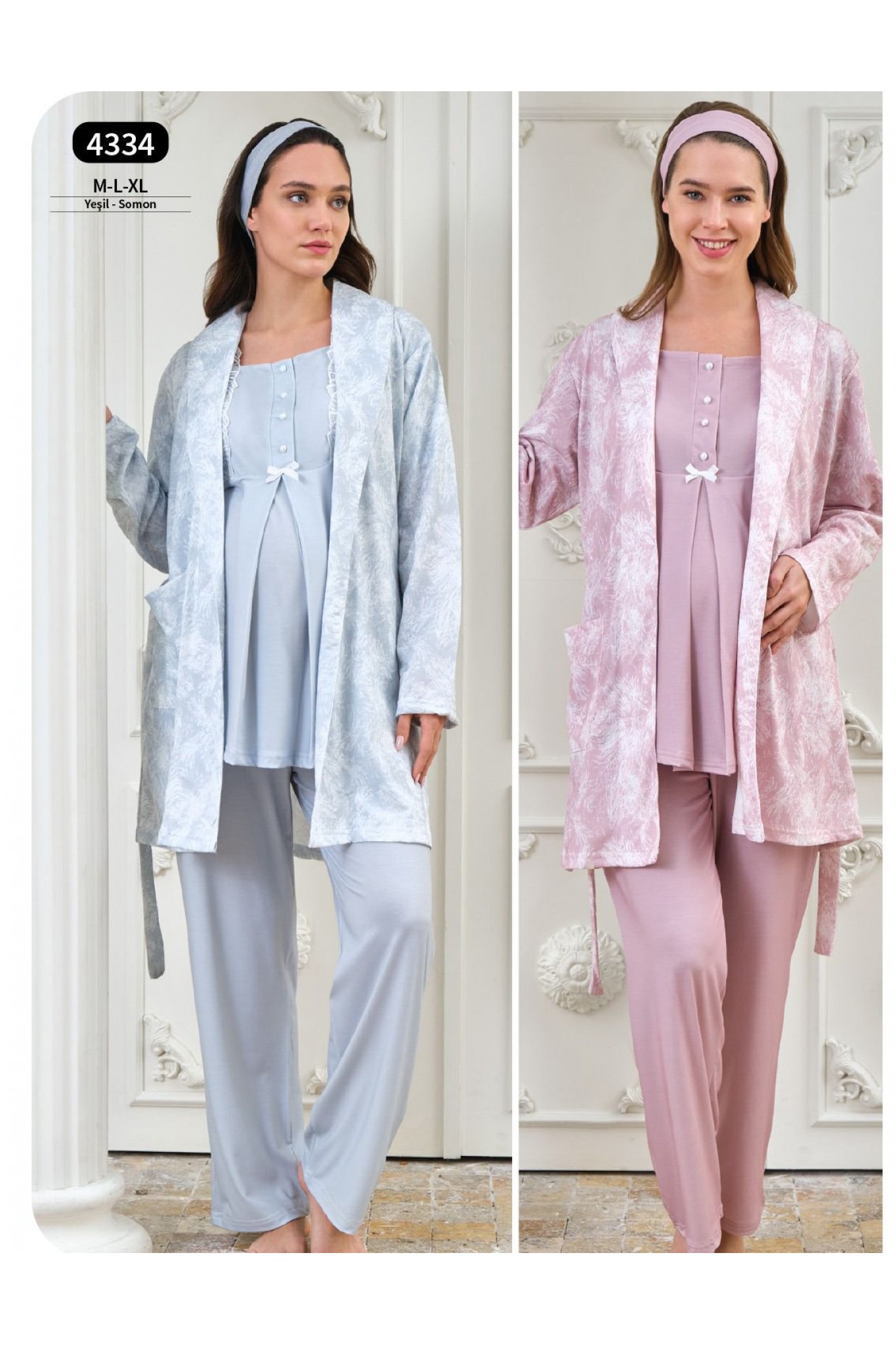 Baha 4334 Kadın 3'lü Lohusa Gecelik Takım