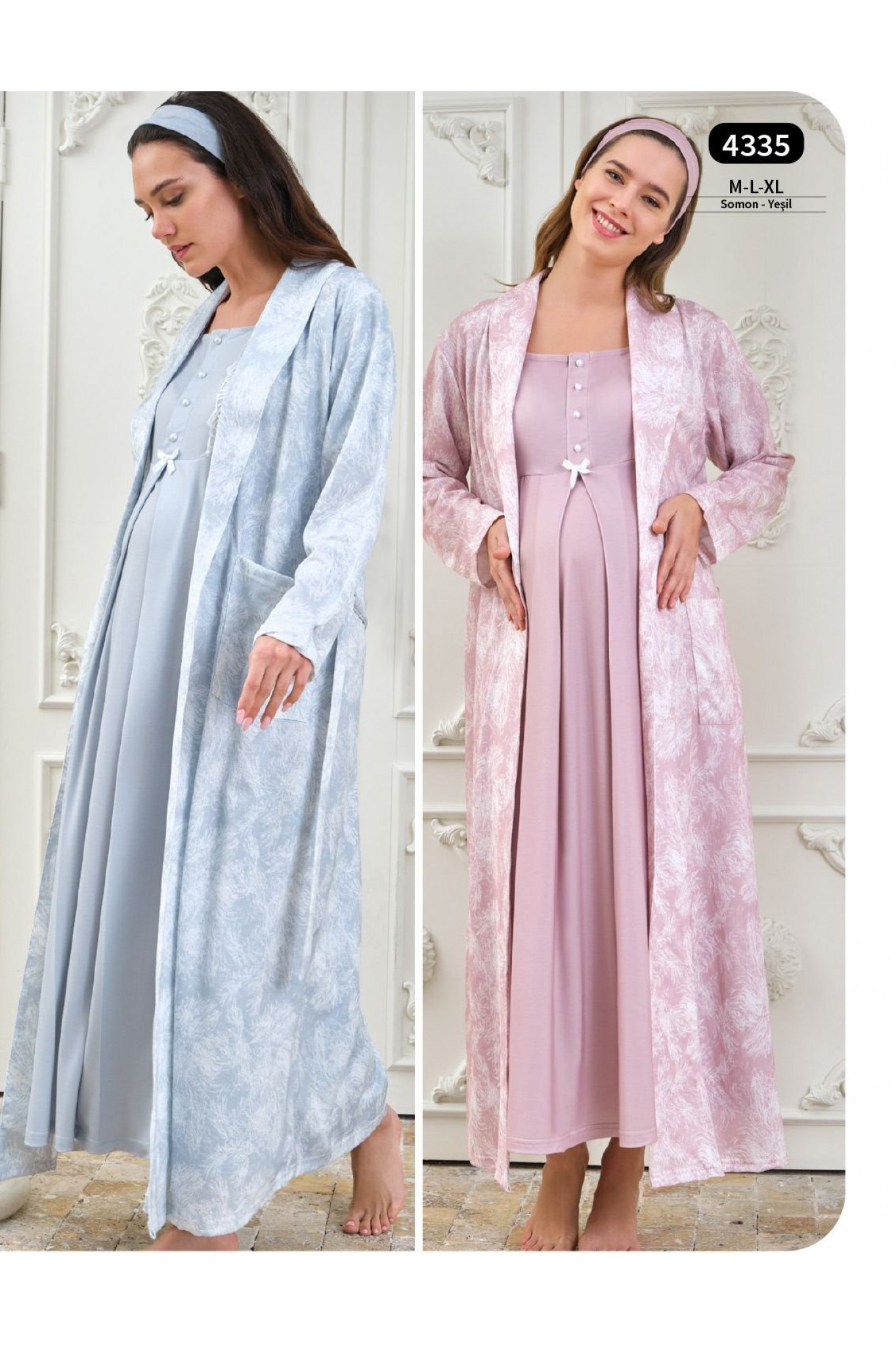 Baha 4335 Kadın 3'lü Lohusa Gecelik Takım