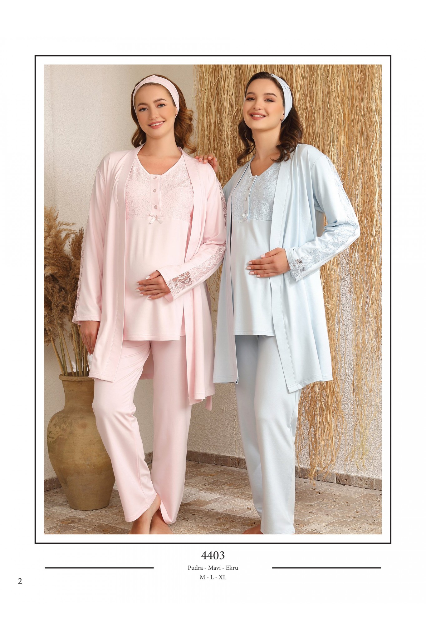 Baha 4403 Kadın Lohusa 3'lü Gecelik Takım