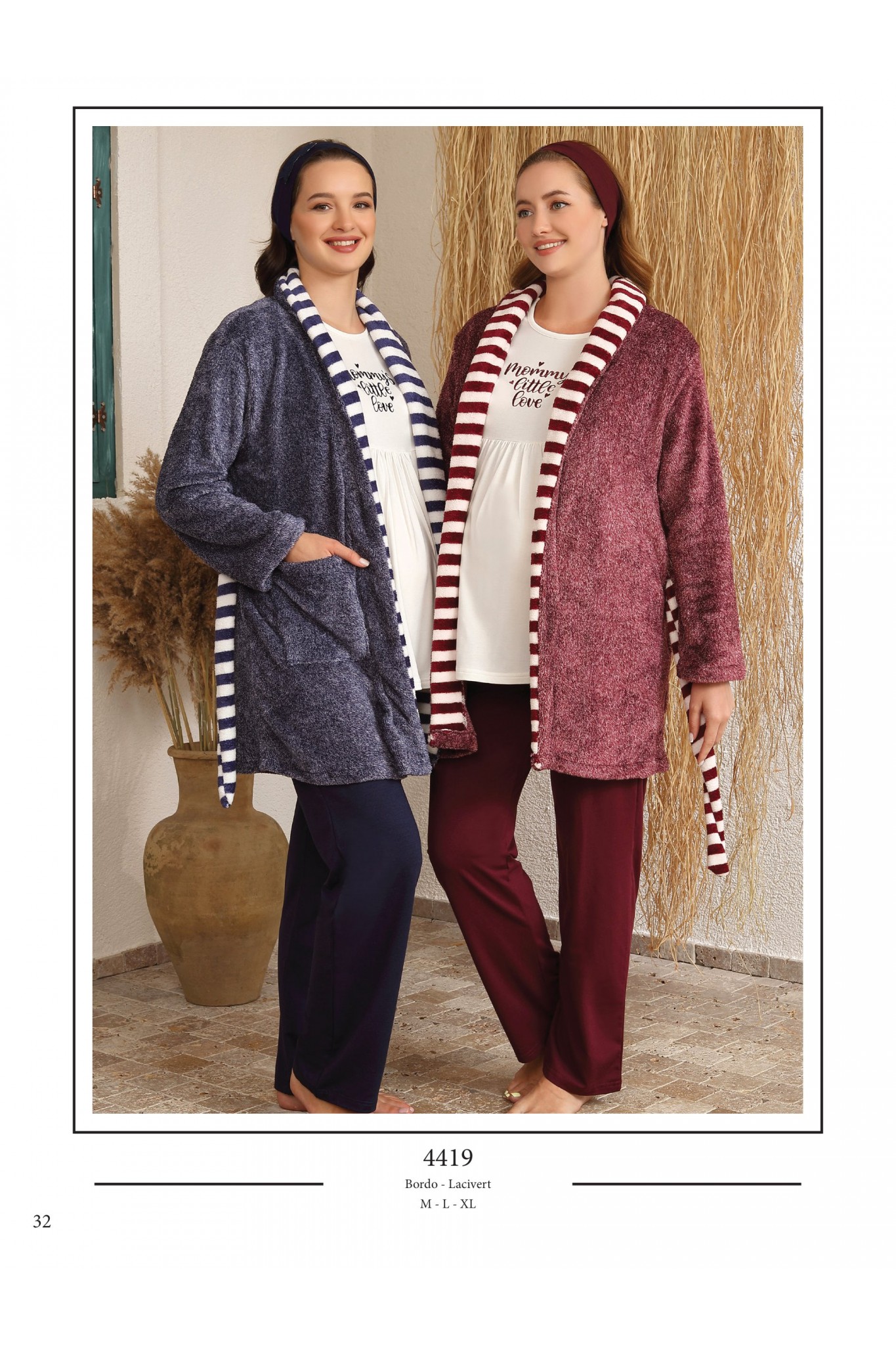 Baha 4419 Kadın Lohusa 3'lü Gecelik Takım