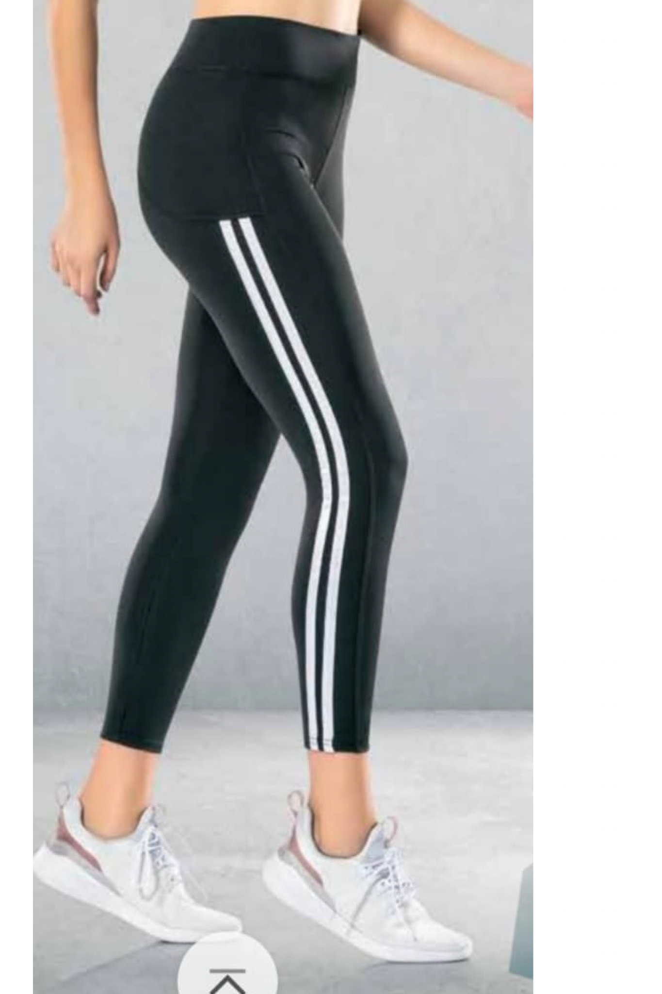 Dynamıc Kadın Siyah Şeritli Sporcu Tayt