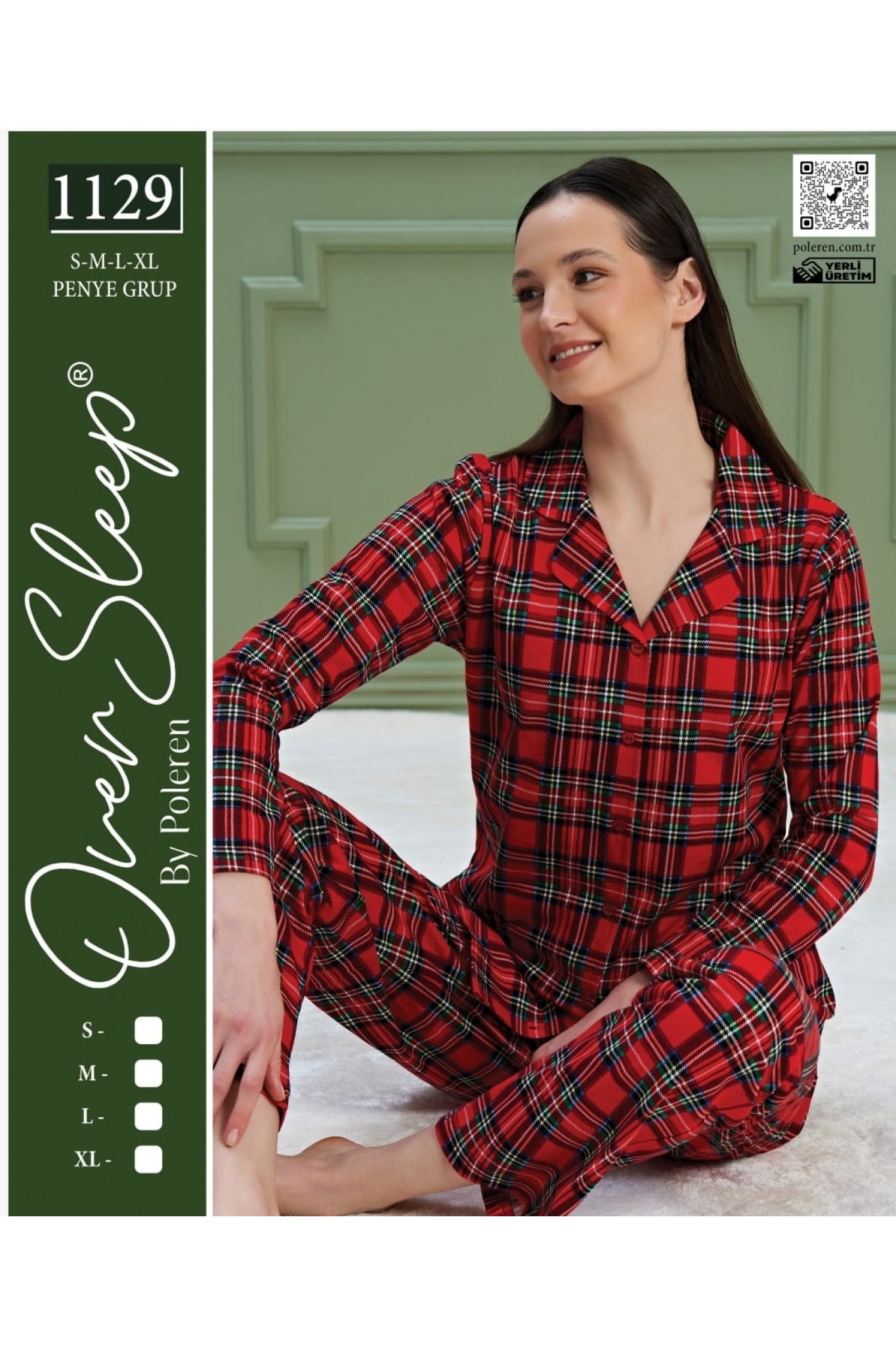 Over Sleep Kadın Poleren Kırmızı Pijama Takım