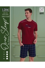 OVER SLEEP ERKEK POLEREN BORDO ŞORT TAKIM
