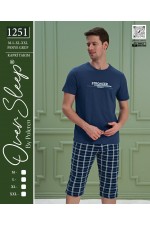 OVER SLEEP ERKEK POLEREN LACİVERT KAPRİ TAKIM