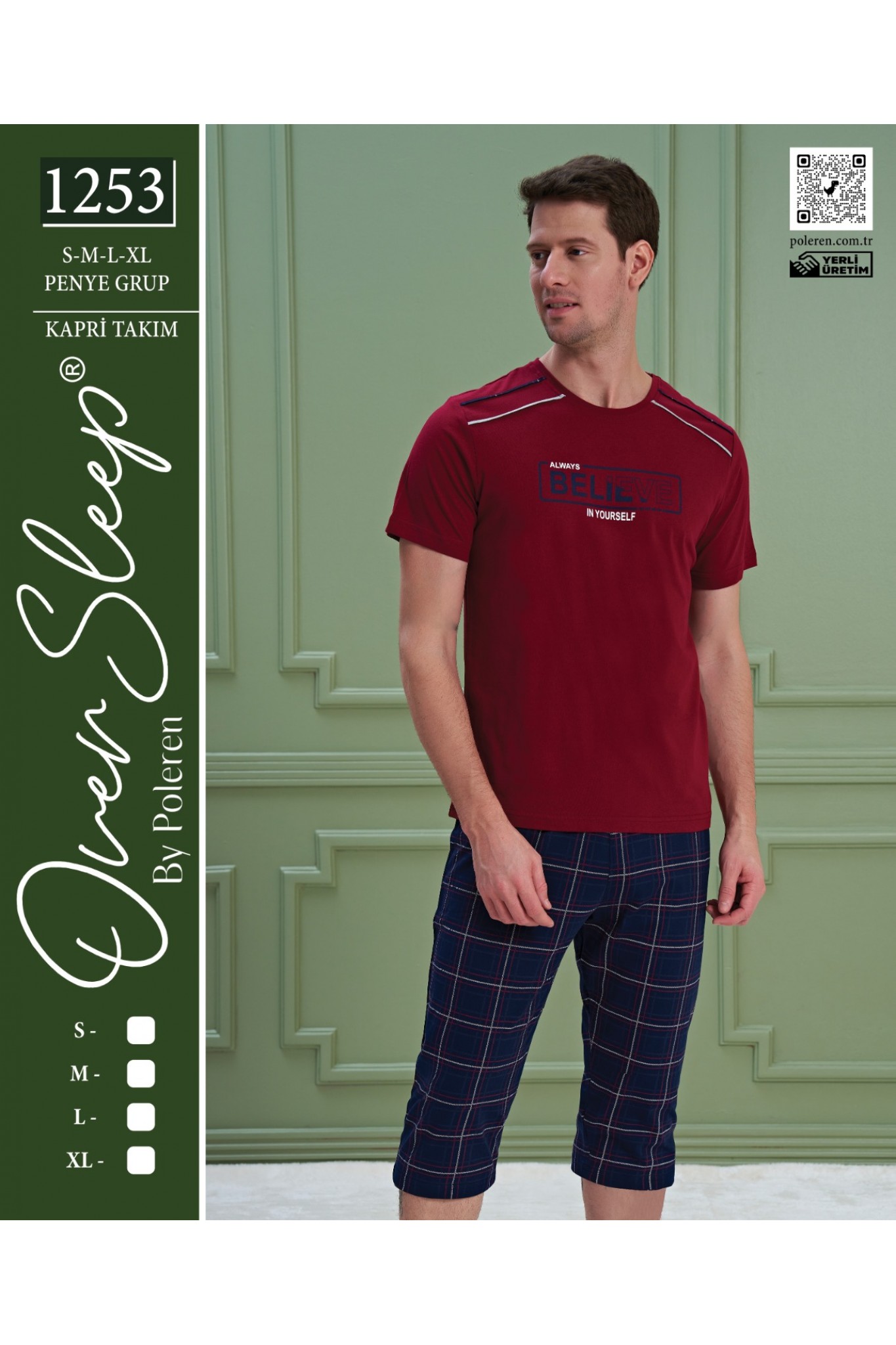 Over Sleep Erkek Poleren Bordo Kapri Takım