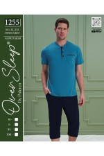 OVER SLEEP ERKEK POLEREN  MAVİ KAPRİ TAKIM