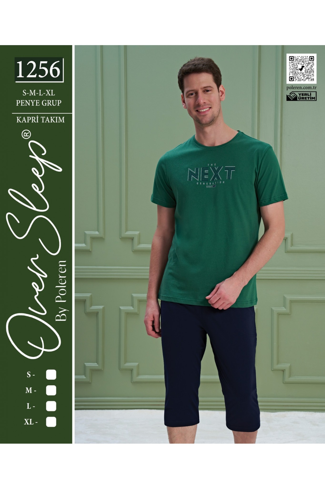 Over Sleep Erkek Poleren Yeşil Kapri Takım