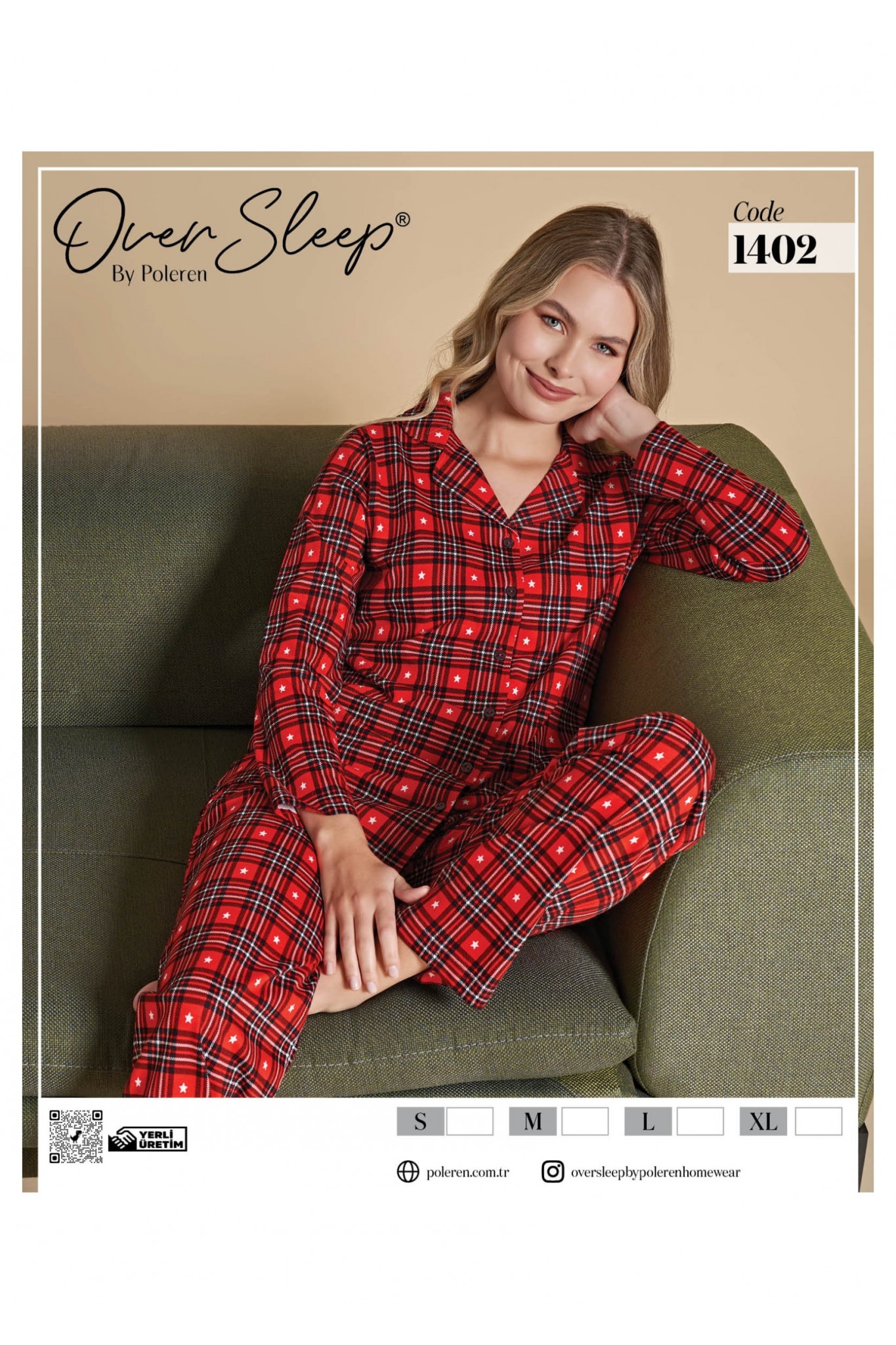 Over Sleep 1402 Poleren Kadın Kırmızı Pijama Takım