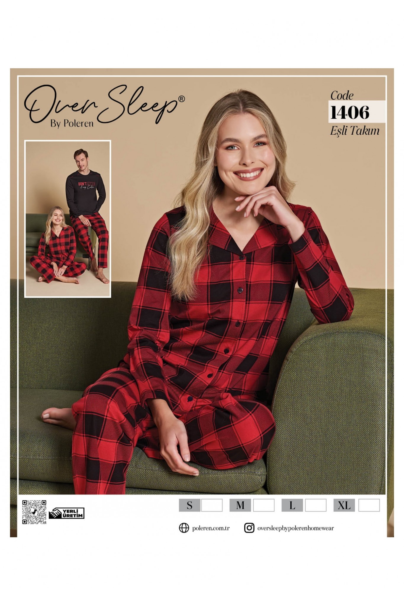 Over Sleep 1406 Poleren Kırmızı Kadın Pijama Takım