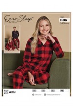 OVER SLEEP 1406 POLEREN KIRMIZI BAYAN PİJAMA TAKIM