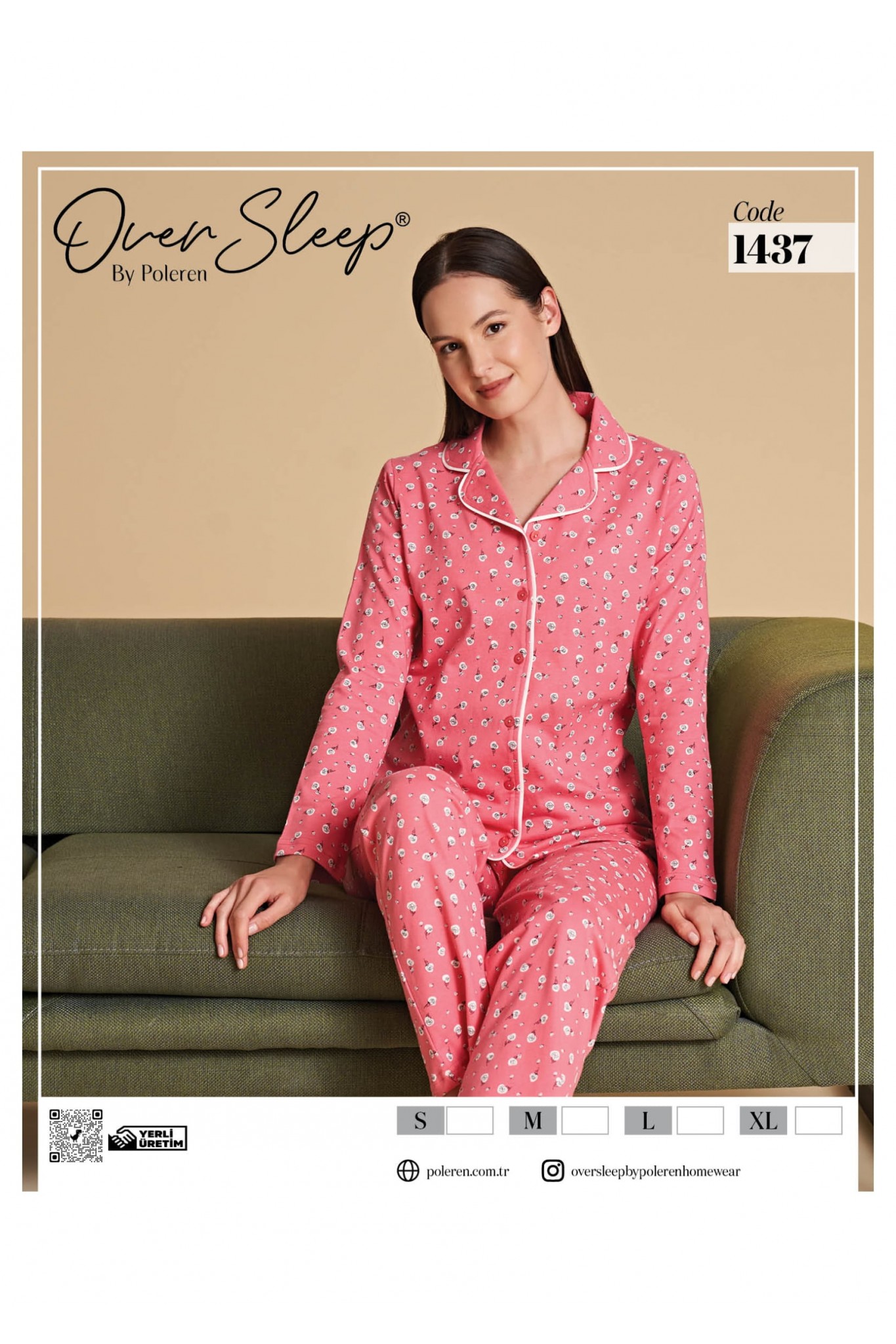 Over Sleep 1437 Kadın Poleren L Pembe Pijama Takım