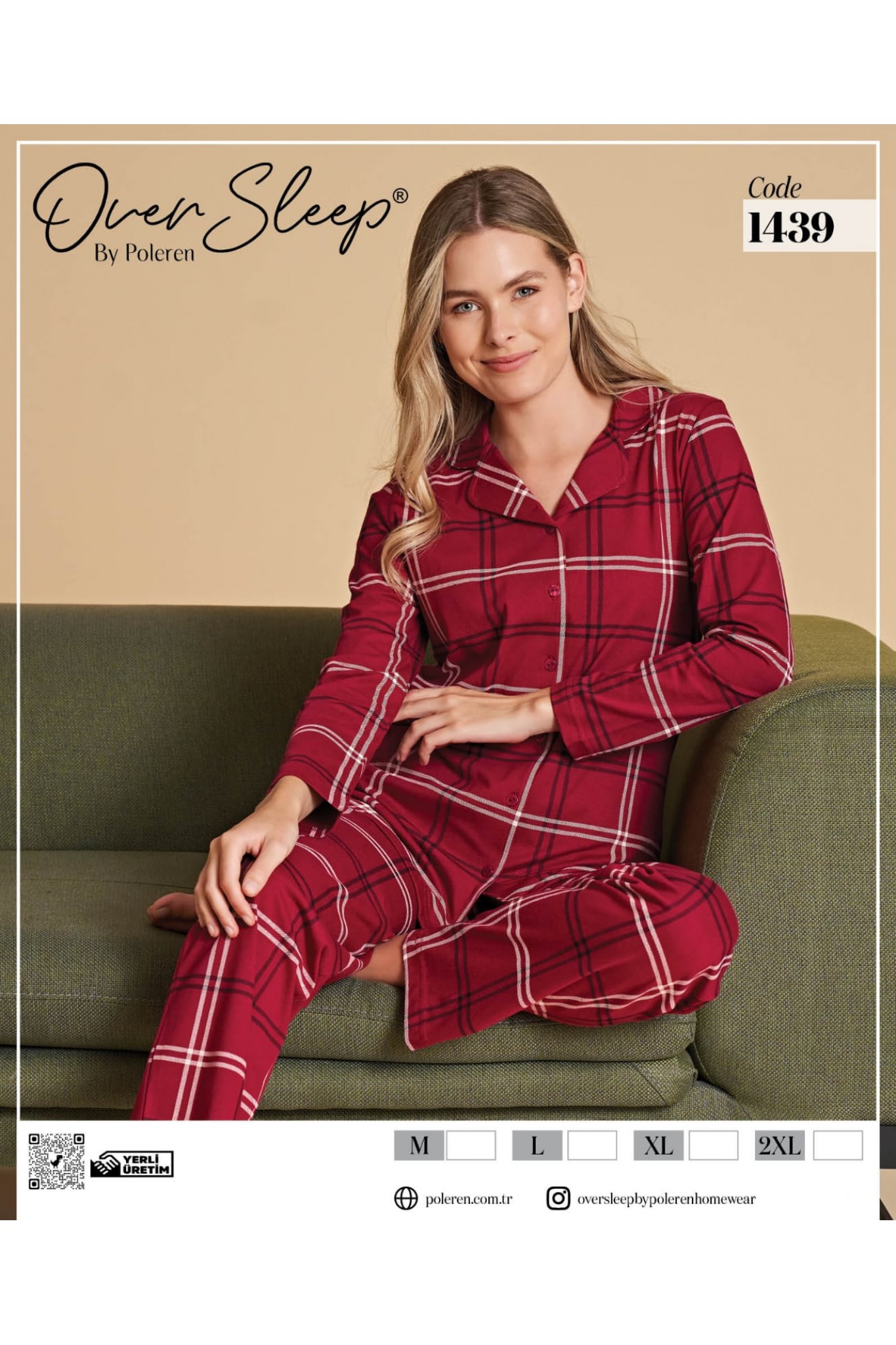 Over Sleep Kadın Poleren Bordo Pijama Takım