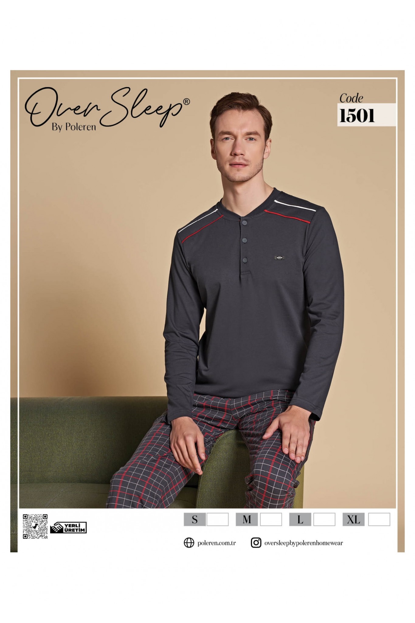 Over Sleep 1501 Füme Erkek Pijama Takım