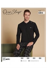 OVER SLEEP 1504 SİYAH ERKEK PİJAMA TAKIM