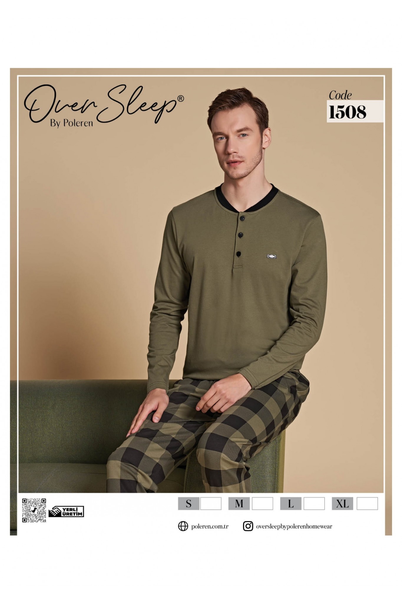 Over Sleep 1508 Poleren Yeşil Erkek Pijama Takım