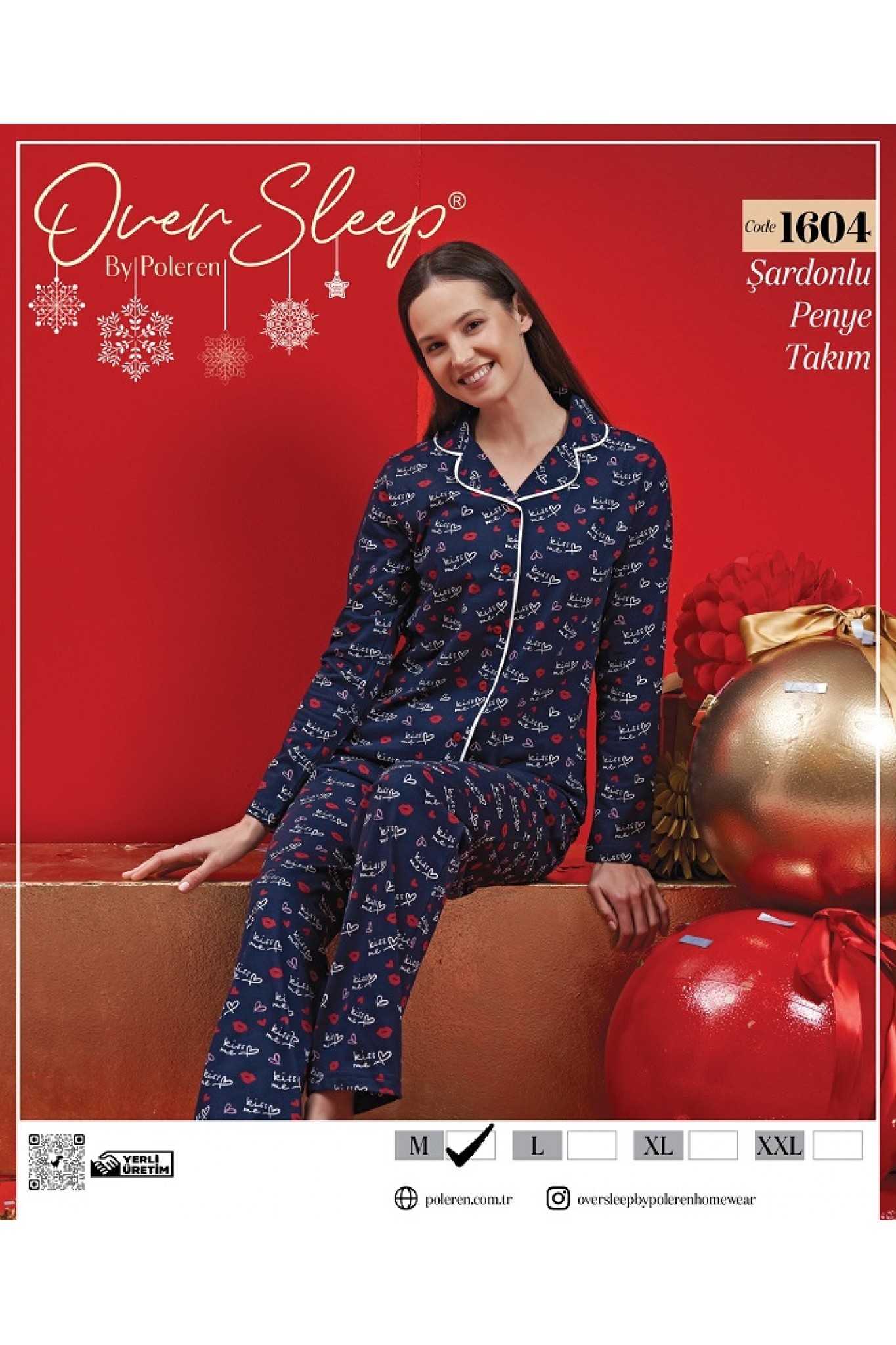 Over Sleep Kadın Poleren Lacıvert Pijama Takım