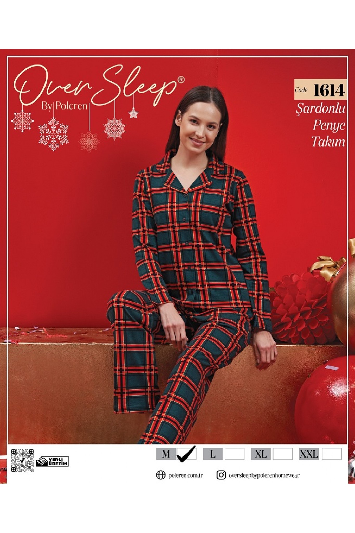 Over Sleep Kadın Poleren Yeşil Pijama Takım