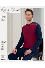 OVER SLEEP ERKEK POLEREN BORDO PİJAMA TAKIM
