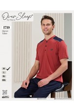 OVER SLEEP ERKEK POLEREN KİREMİT PİJAMA TAKIM