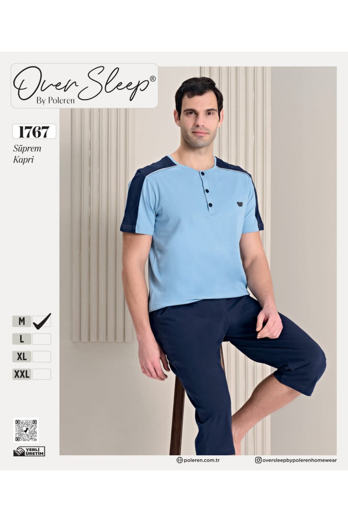 Over Sleep Erkek Poleren Açık Mavi Kapri Takım