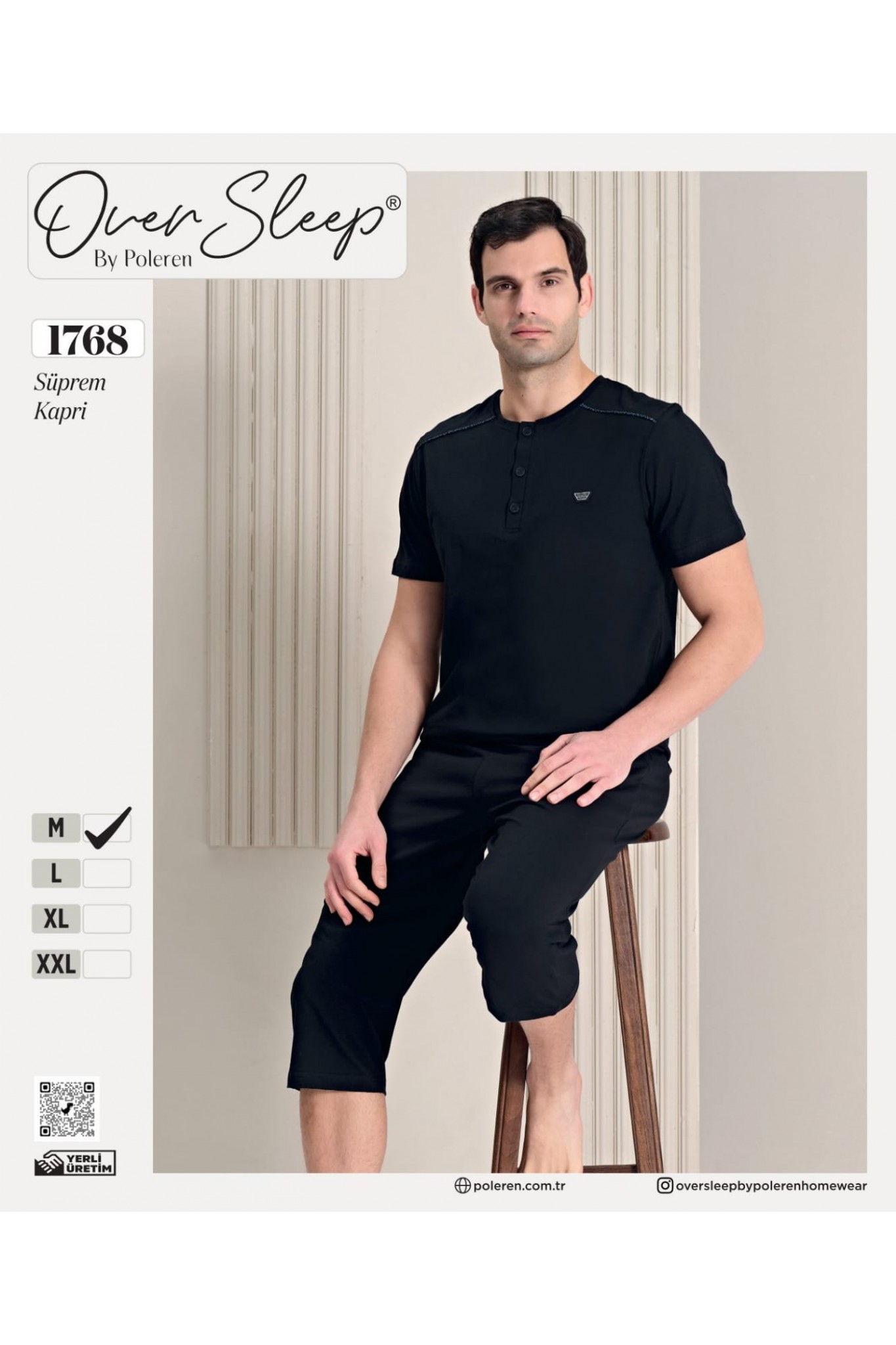 Over Sleep Erkek Poleren Siyah Kapri Takım