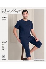 OVER SLEEP ERKEK POLEREN LACİVERT KAPRİ TAKIM