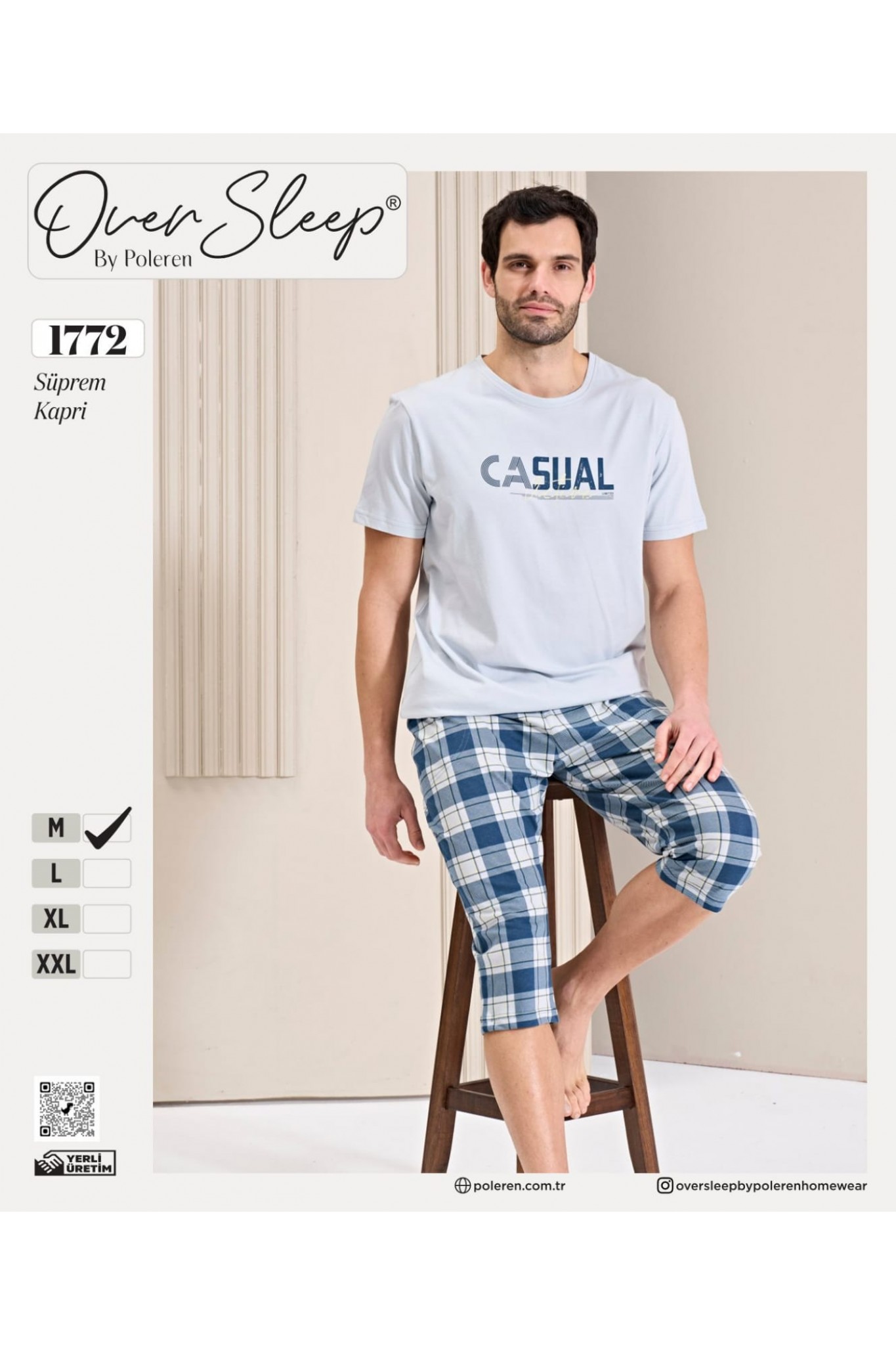 Over Sleep Erkek Poleren Açık Mavi Kapri Takım