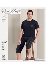 OVER SLEEP ERKEK POLEREN  SİYAH KAPRİ TAKIM
