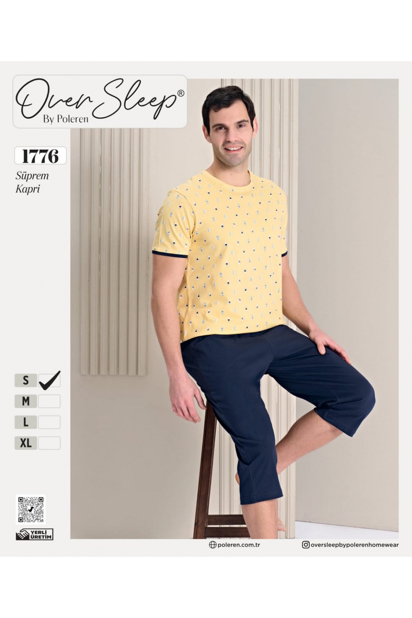 Over Sleep Erkek Poleren Sarı Kapri Takım