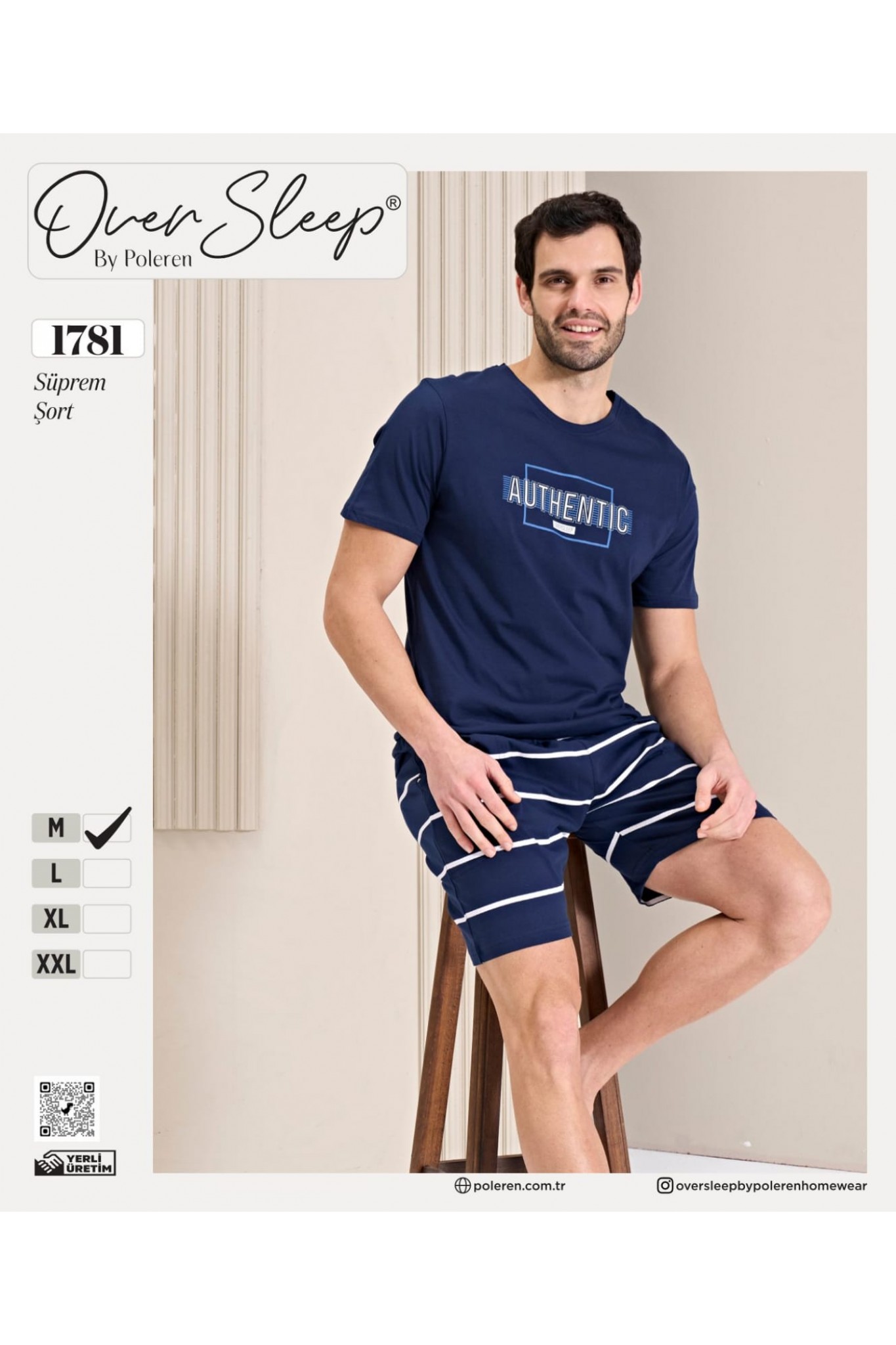 Over Sleep Erkek Poleren Lacıvert Şortlu Takım