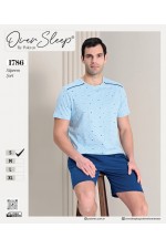 OVER SLEEP ERKEK POLEREN MAVİ ŞORTLU TAKIM